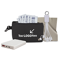 7 pcs Tech Kit in Black Mesh Zipper Pouch